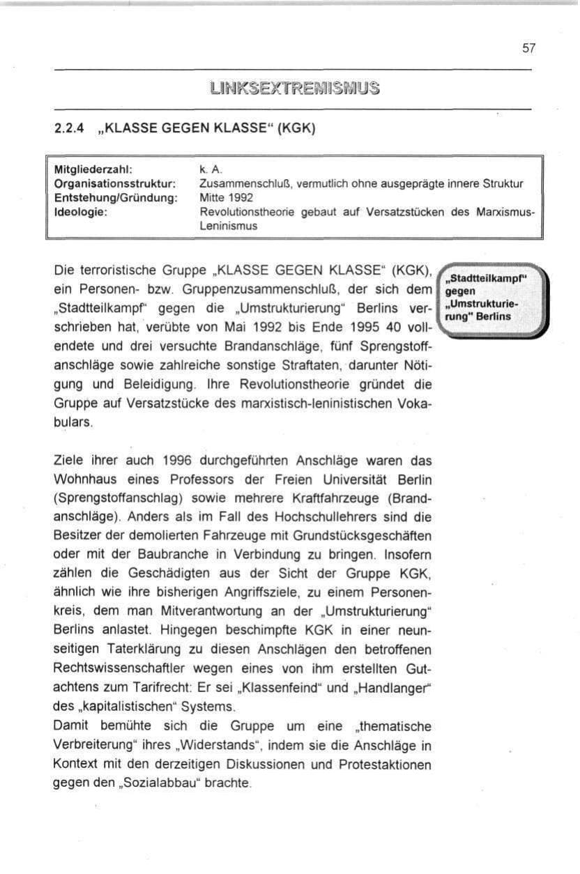 Seite 57 des Verfassungsschutzbericht 1996 Berlin