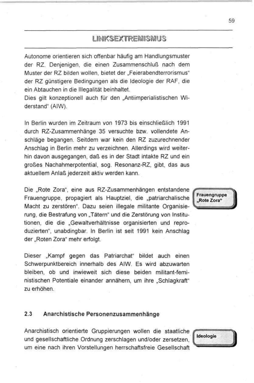 Seite 59 des Verfassungsschutzbericht 1996 Berlin