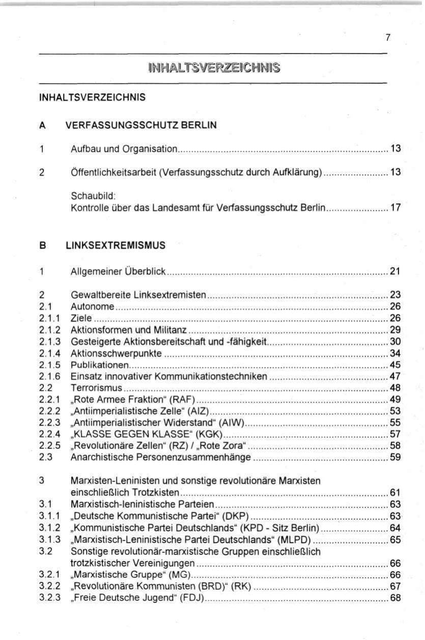Seite 7 des Verfassungsschutzbericht 1996 Berlin
