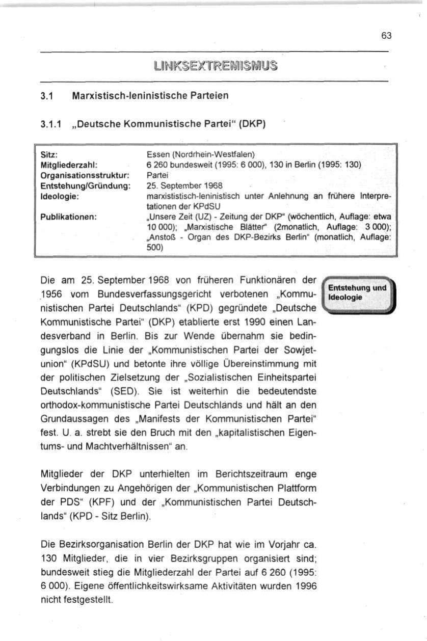 Seite 63 des Verfassungsschutzbericht 1996 Berlin