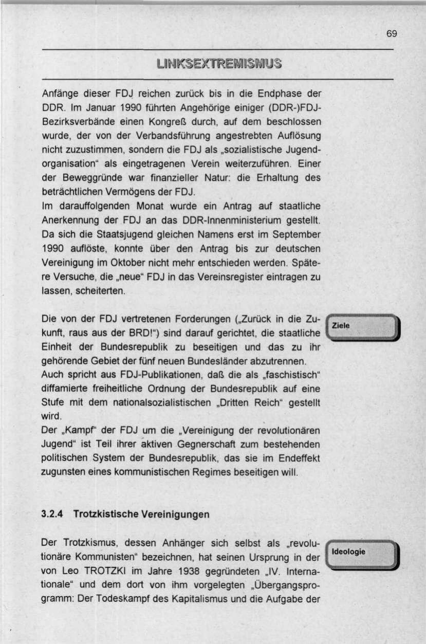 Seite 69 des Verfassungsschutzbericht 1996 Berlin