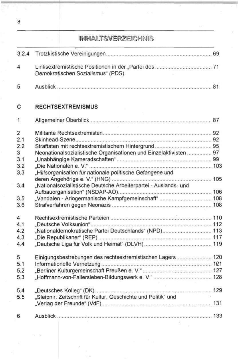 Seite 8 des Verfassungsschutzbericht 1996 Berlin