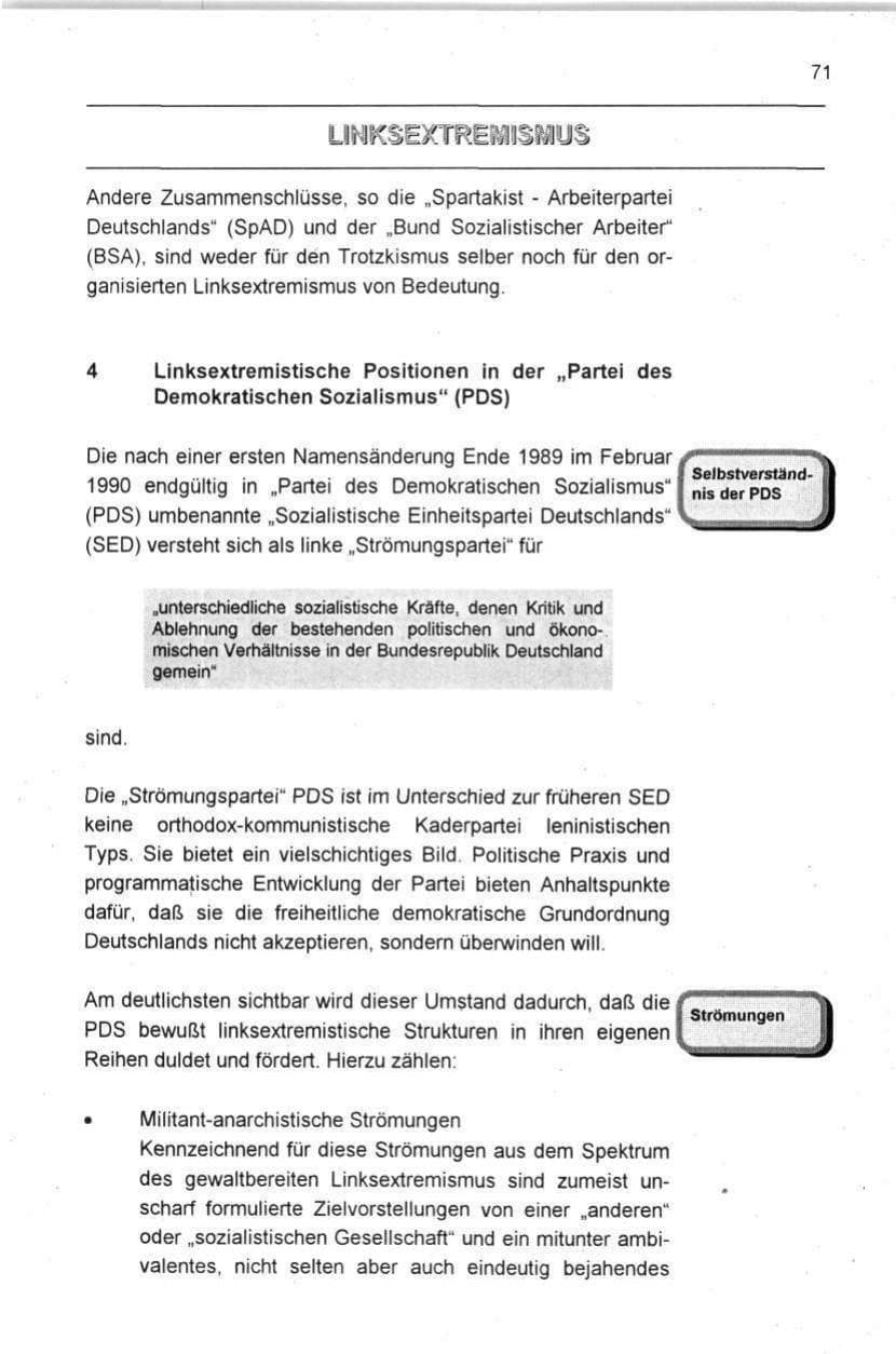 Seite 71 des Verfassungsschutzbericht 1996 Berlin