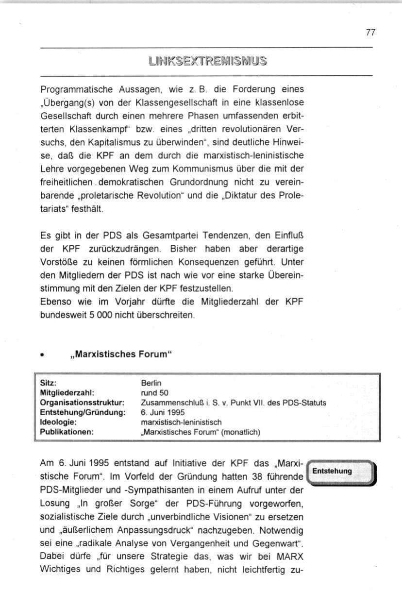 Seite 77 des Verfassungsschutzbericht 1996 Berlin