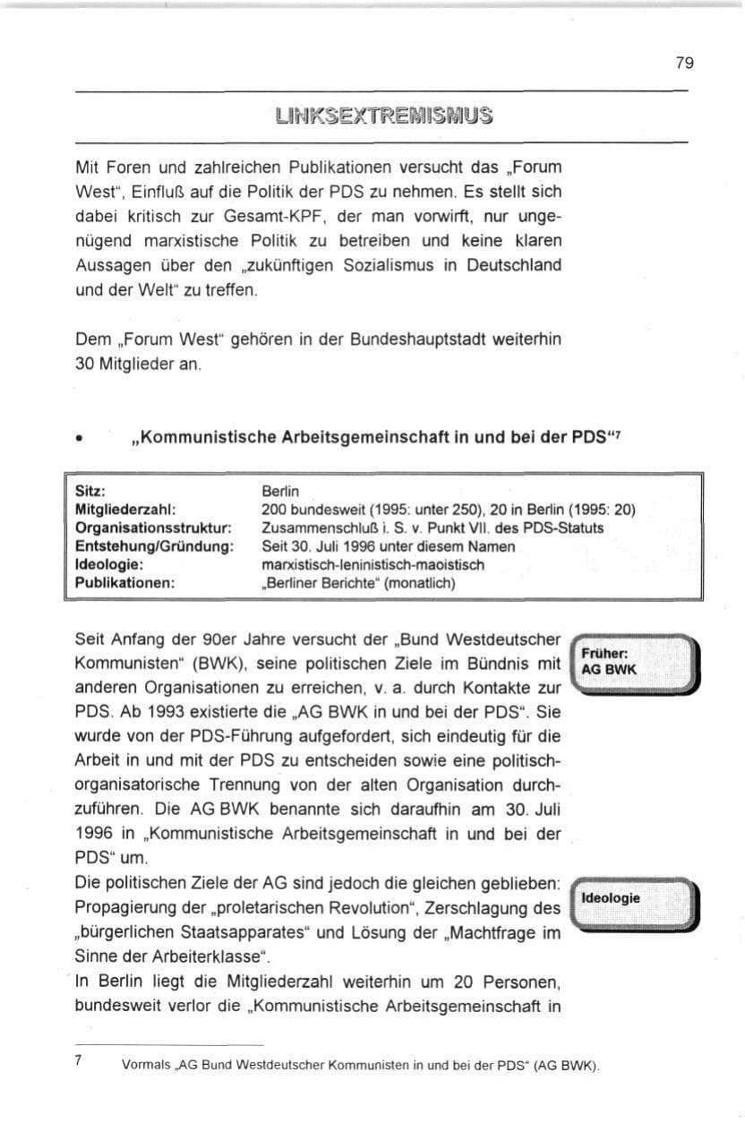 Seite 79 des Verfassungsschutzbericht 1996 Berlin