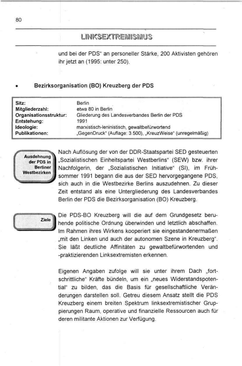 Seite 80 des Verfassungsschutzbericht 1996 Berlin