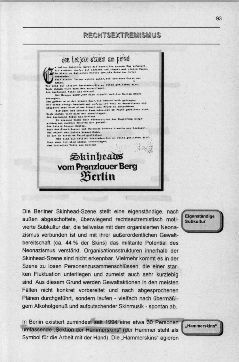 Seite 93 des Verfassungsschutzbericht 1996 Berlin