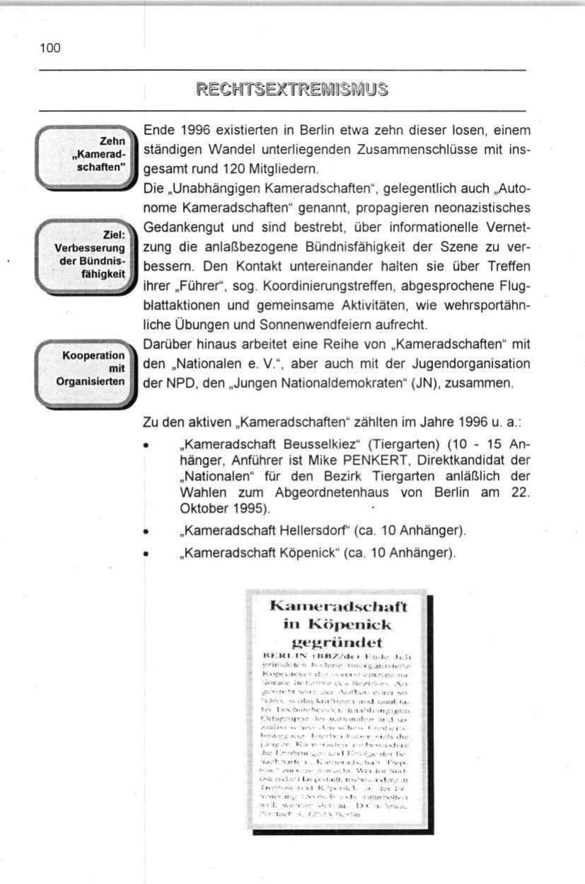 Seite 100 des Verfassungsschutzbericht 1996 Berlin