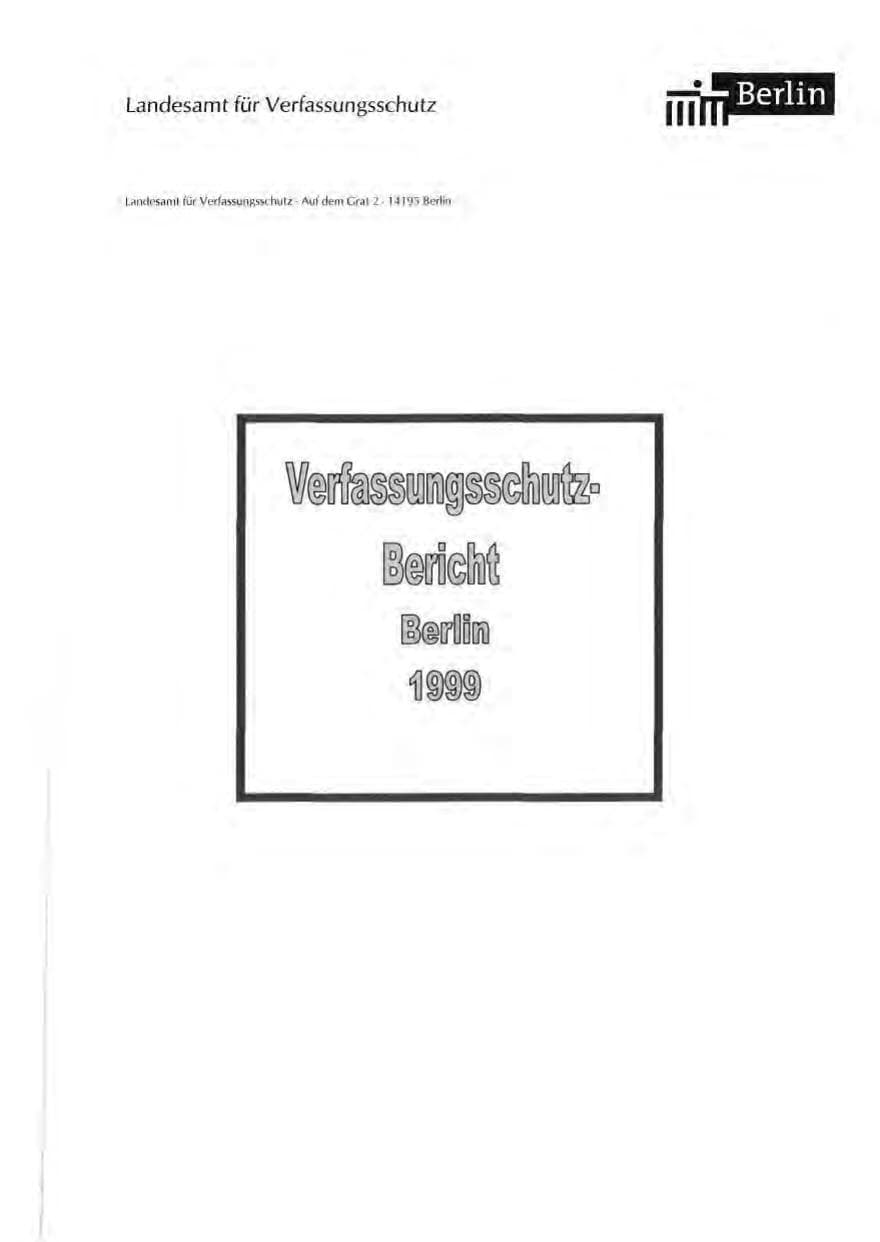 Seite 2 des Verfassungsschutzbericht 1999 Berlin