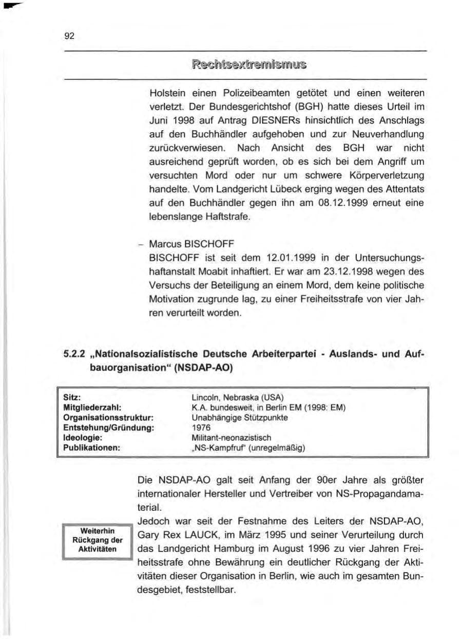 Seite 101 des Verfassungsschutzbericht 1999 Berlin