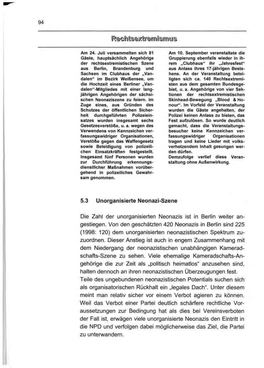Seite 103 des Verfassungsschutzbericht 1999 Berlin