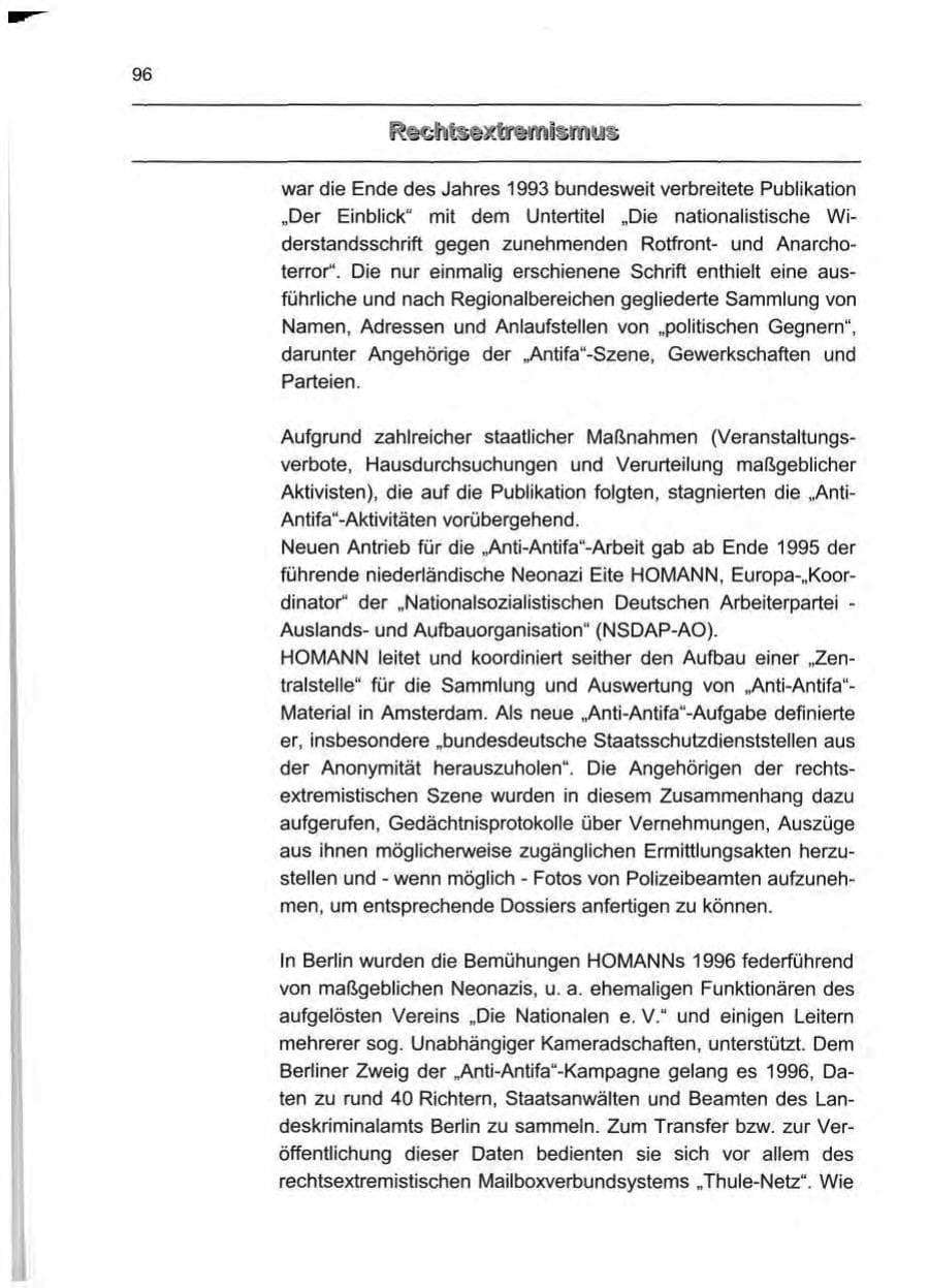 Seite 105 des Verfassungsschutzbericht 1999 Berlin
