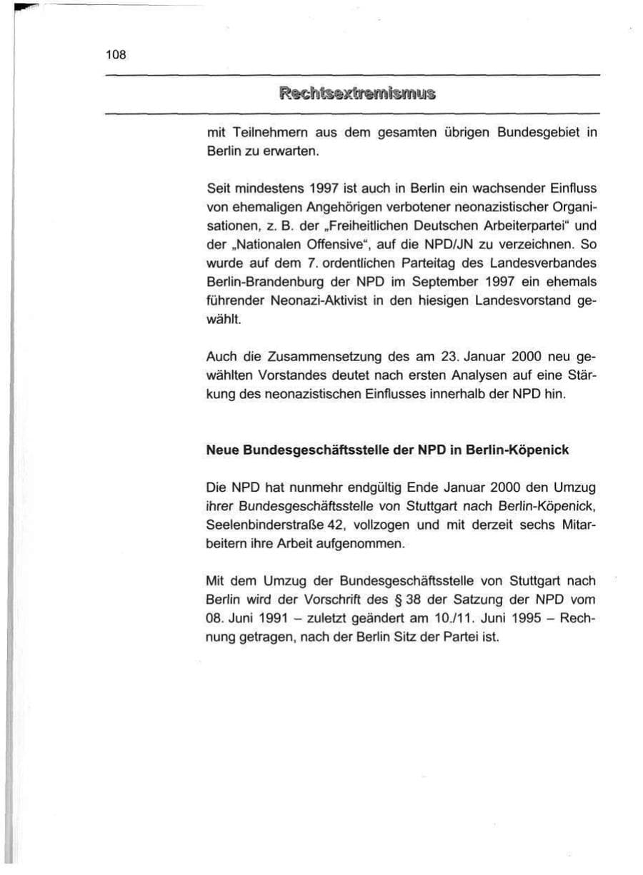 Seite 117 des Verfassungsschutzbericht 1999 Berlin