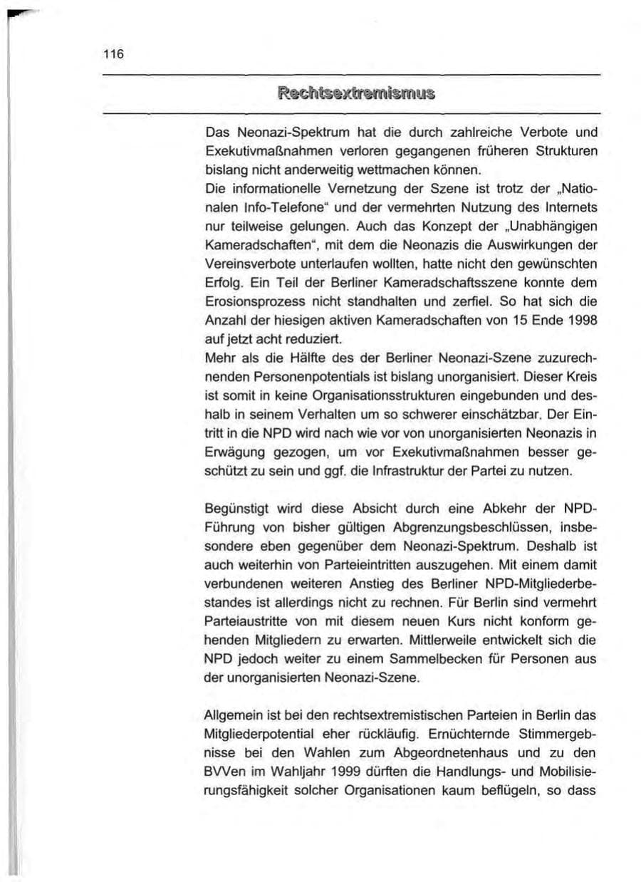 Seite 125 des Verfassungsschutzbericht 1999 Berlin