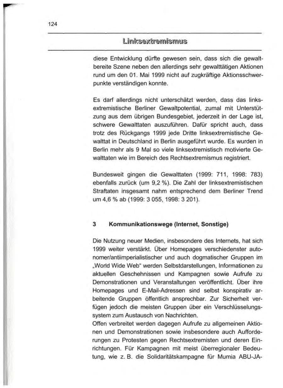 Seite 133 des Verfassungsschutzbericht 1999 Berlin