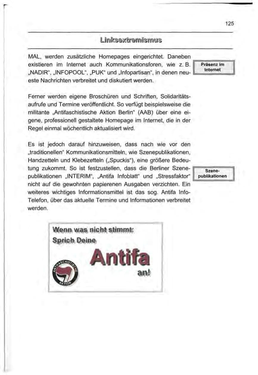 Seite 134 des Verfassungsschutzbericht 1999 Berlin