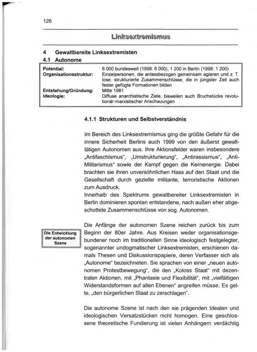 Seite 135 des Verfassungsschutzbericht 1999 Berlin
