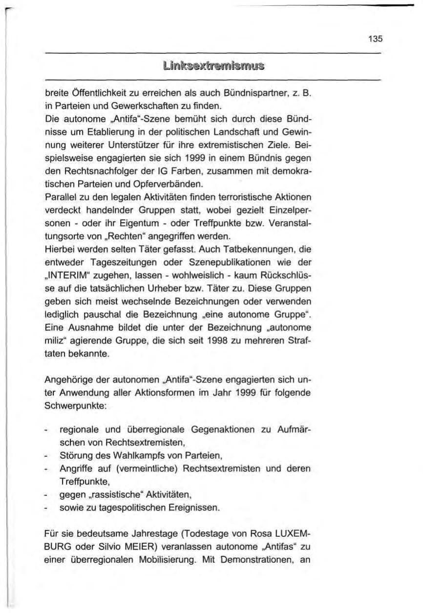 Seite 144 des Verfassungsschutzbericht 1999 Berlin