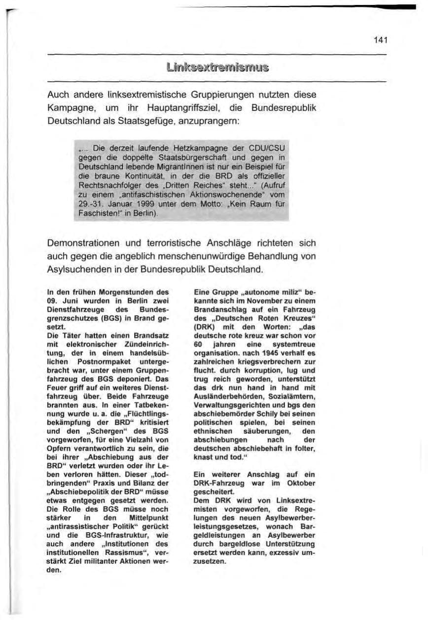 Seite 150 des Verfassungsschutzbericht 1999 Berlin