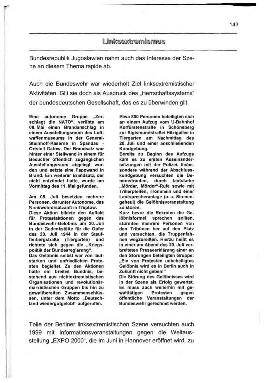 Seite 152 des Verfassungsschutzbericht 1999 Berlin