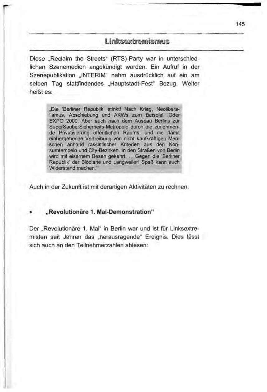 Seite 154 des Verfassungsschutzbericht 1999 Berlin