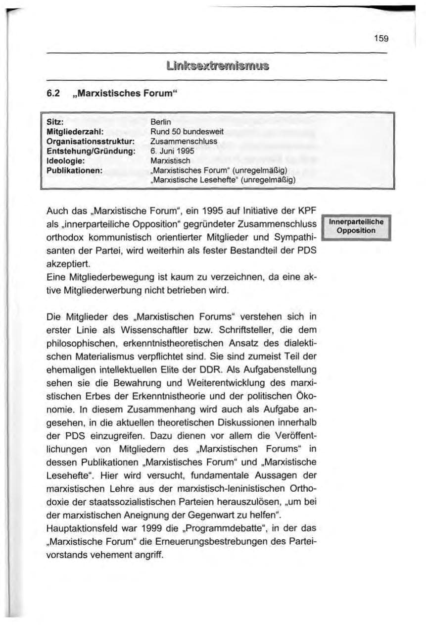 Seite 168 des Verfassungsschutzbericht 1999 Berlin