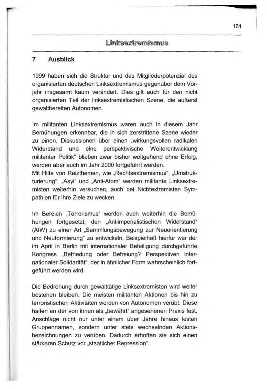 Seite 170 des Verfassungsschutzbericht 1999 Berlin