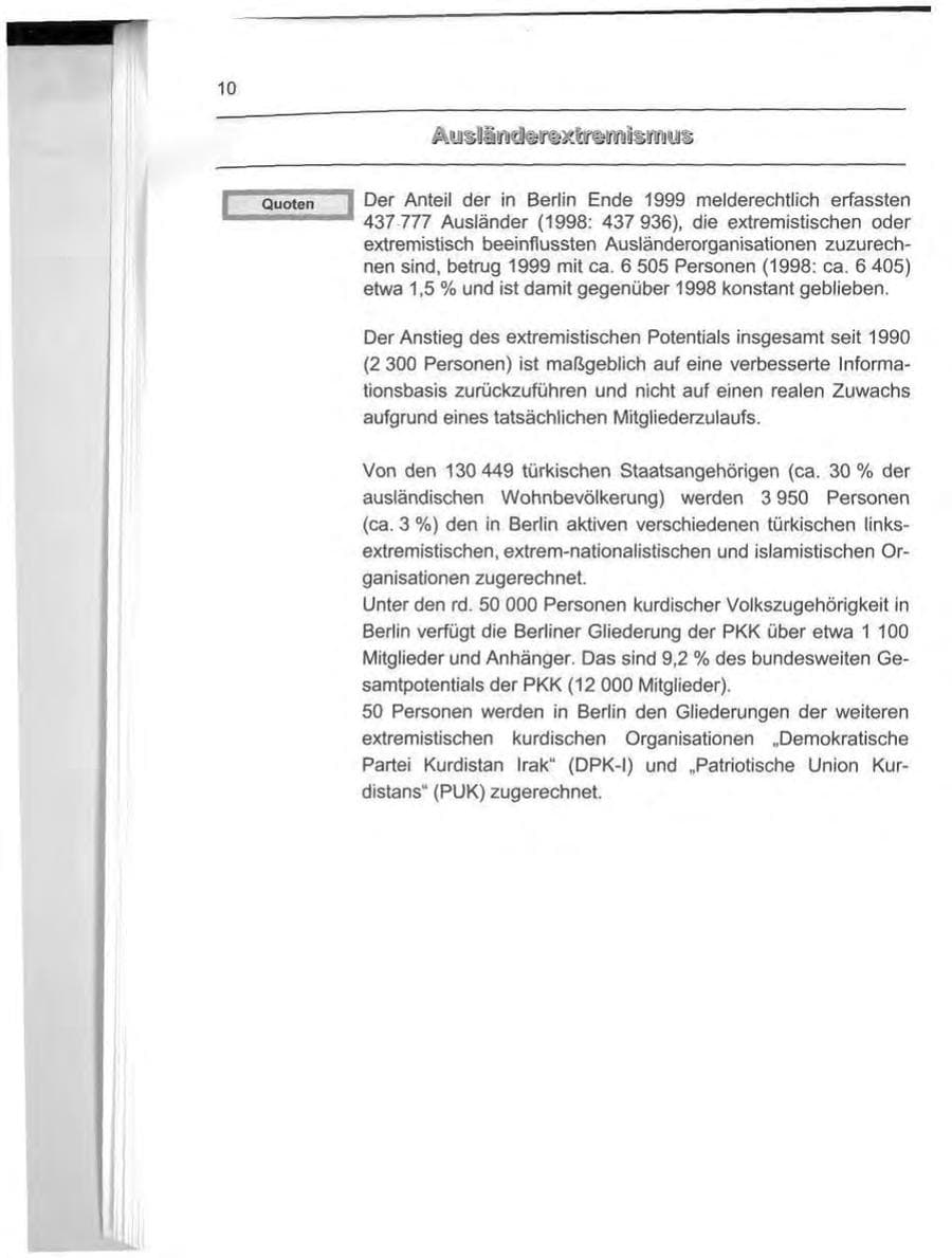 Seite 19 des Verfassungsschutzbericht 1999 Berlin