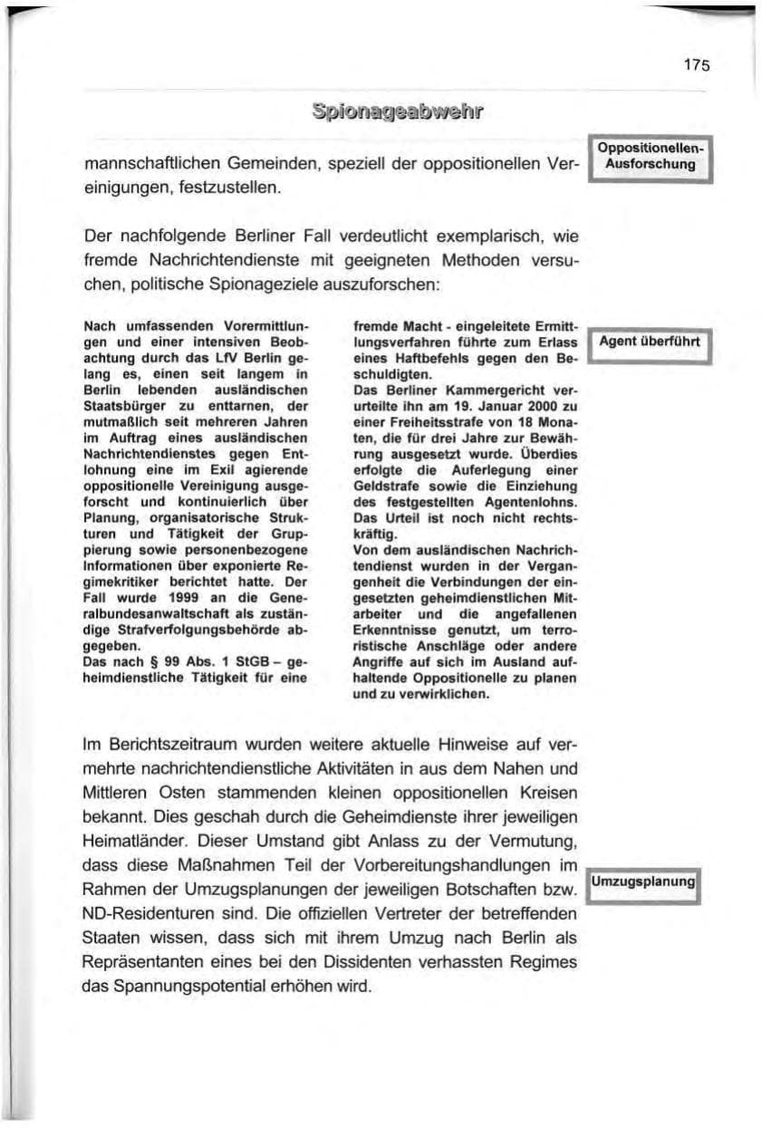 Seite 184 des Verfassungsschutzbericht 1999 Berlin