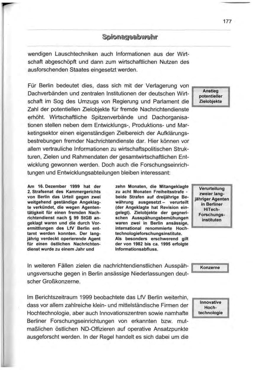 Seite 186 des Verfassungsschutzbericht 1999 Berlin