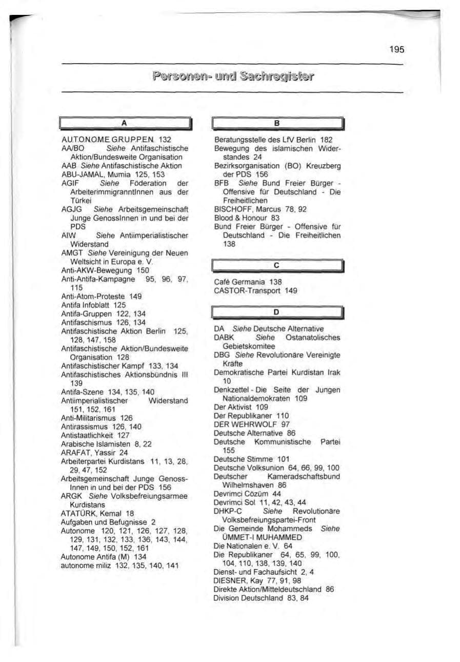 Seite 204 des Verfassungsschutzbericht 1999 Berlin