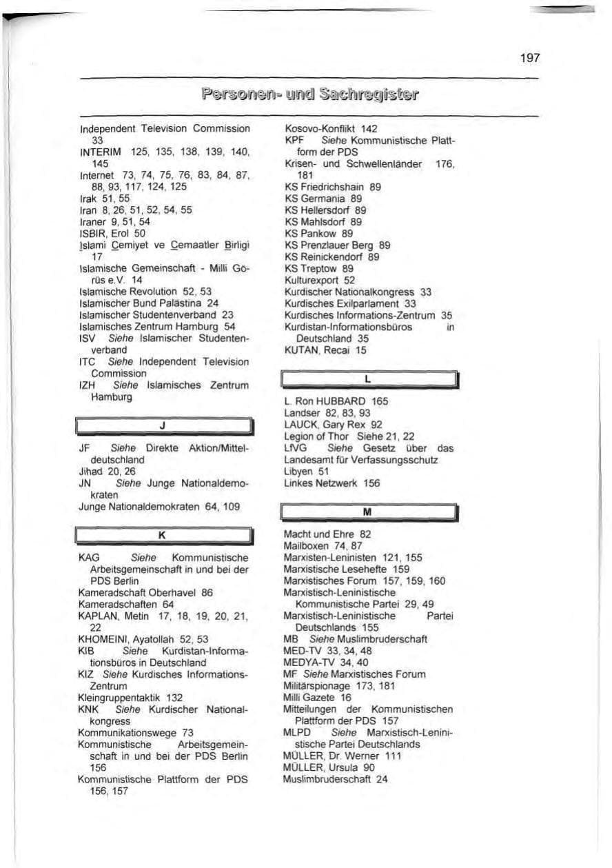Seite 206 des Verfassungsschutzbericht 1999 Berlin