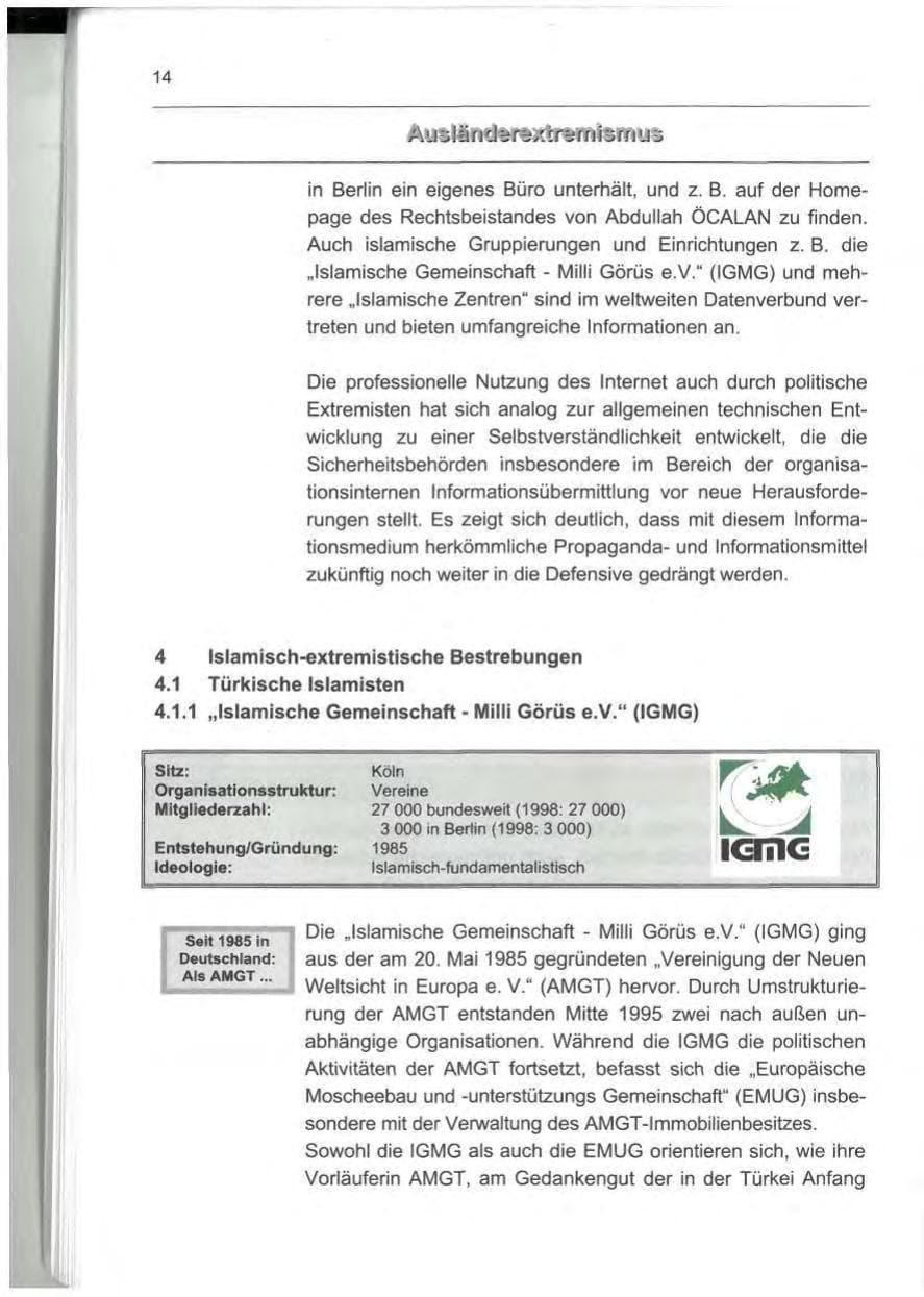 Seite 23 des Verfassungsschutzbericht 1999 Berlin