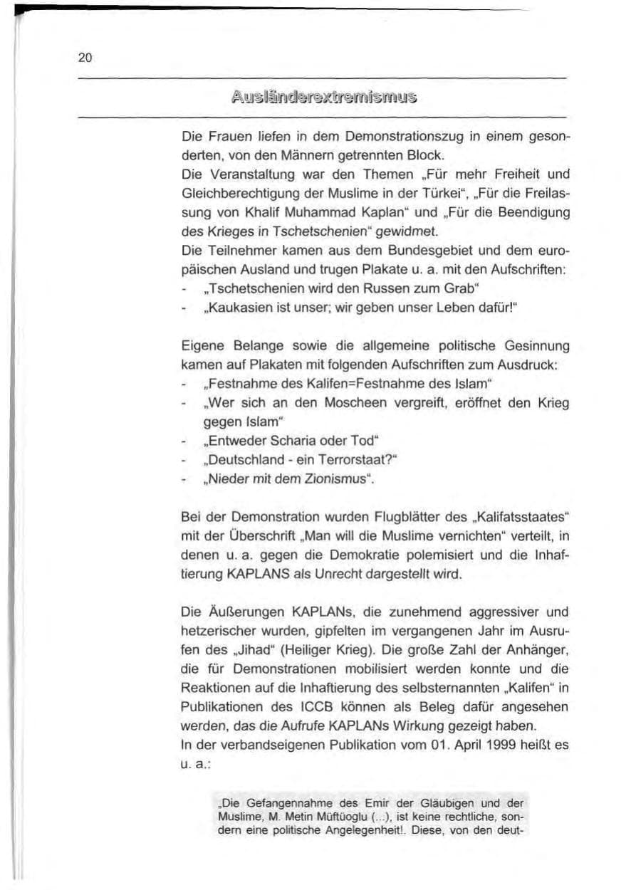 Seite 29 des Verfassungsschutzbericht 1999 Berlin