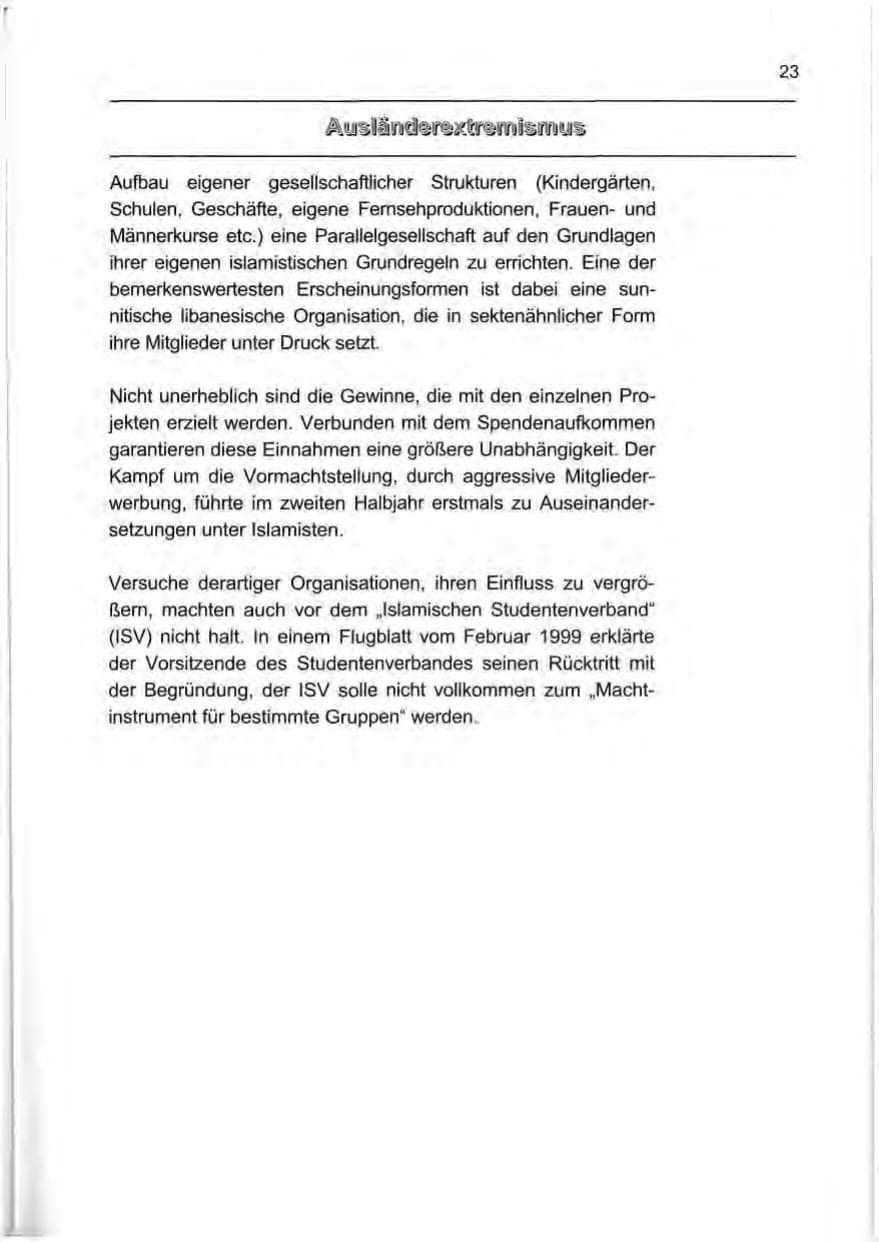 Seite 32 des Verfassungsschutzbericht 1999 Berlin