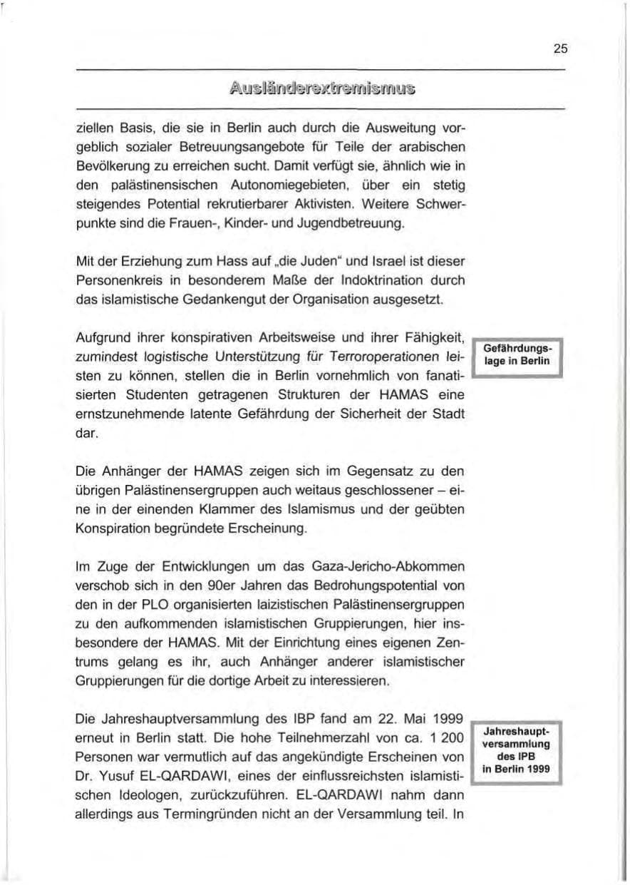 Seite 34 des Verfassungsschutzbericht 1999 Berlin