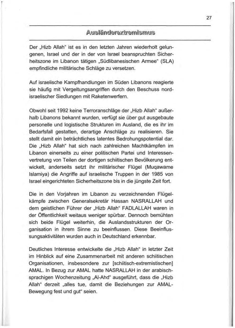 Seite 36 des Verfassungsschutzbericht 1999 Berlin