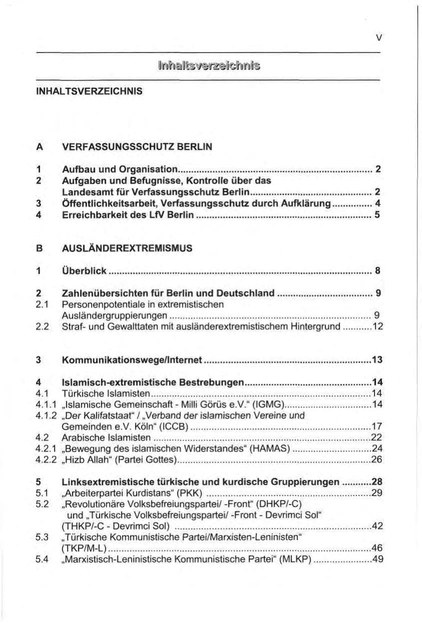 Seite 6 des Verfassungsschutzbericht 1999 Berlin