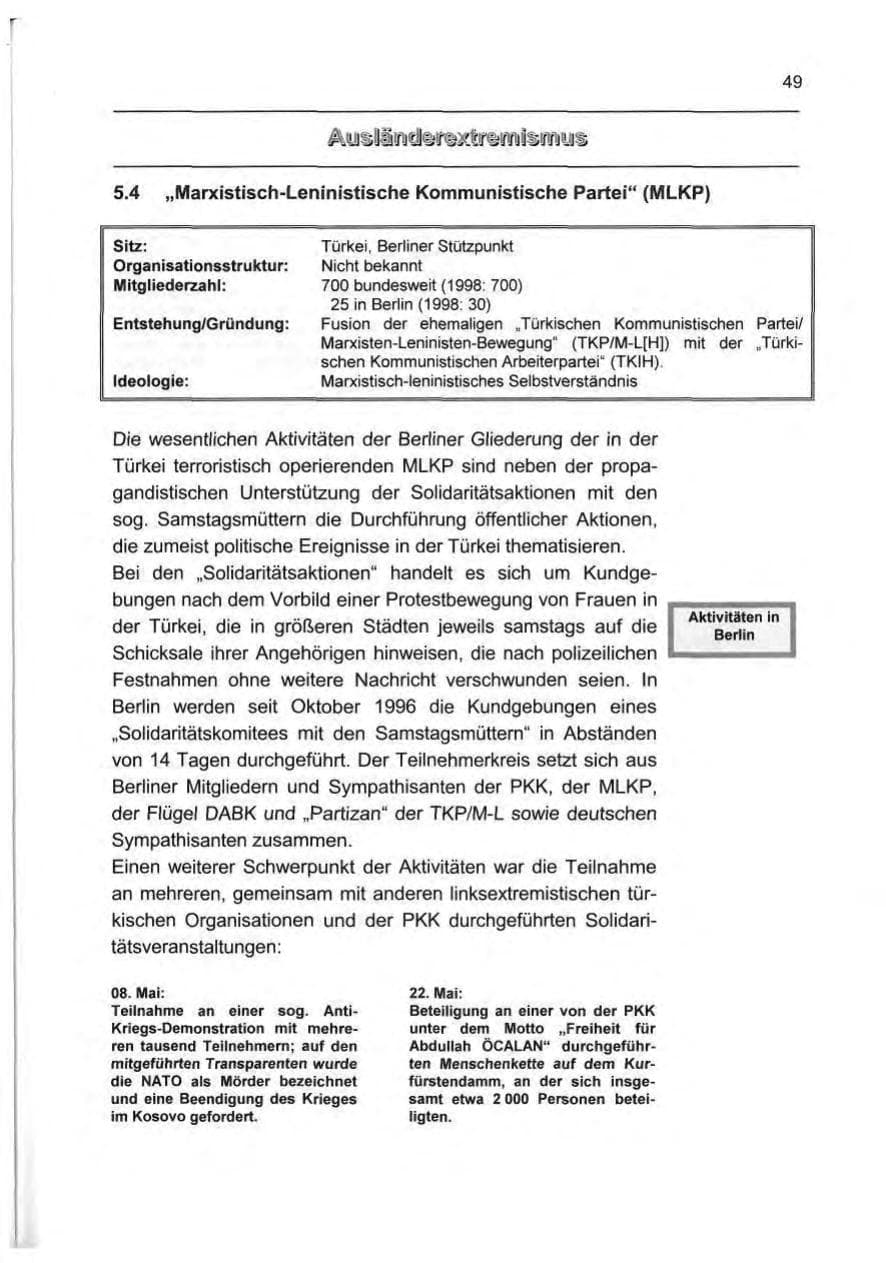 Seite 58 des Verfassungsschutzbericht 1999 Berlin