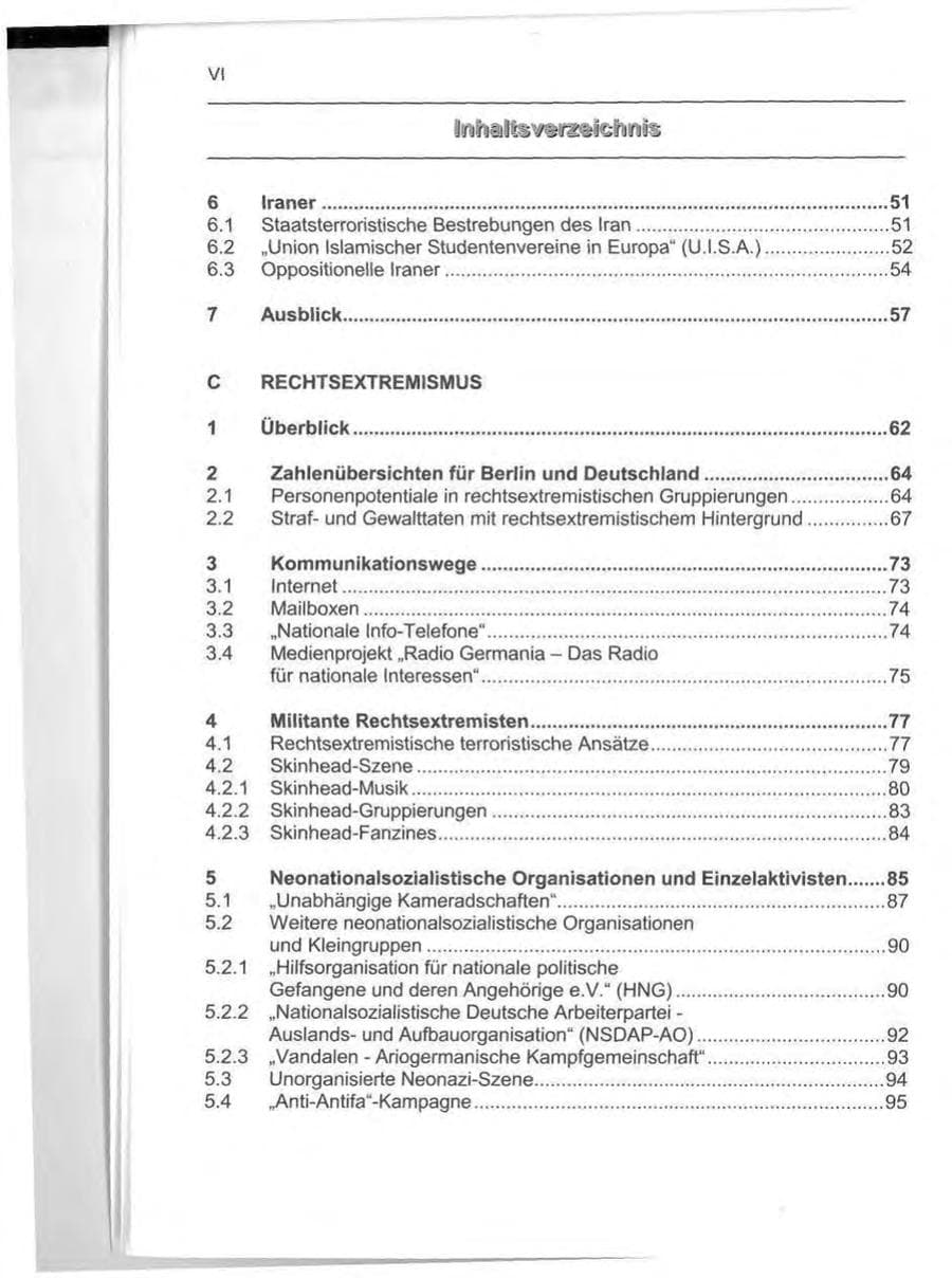 Seite 7 des Verfassungsschutzbericht 1999 Berlin