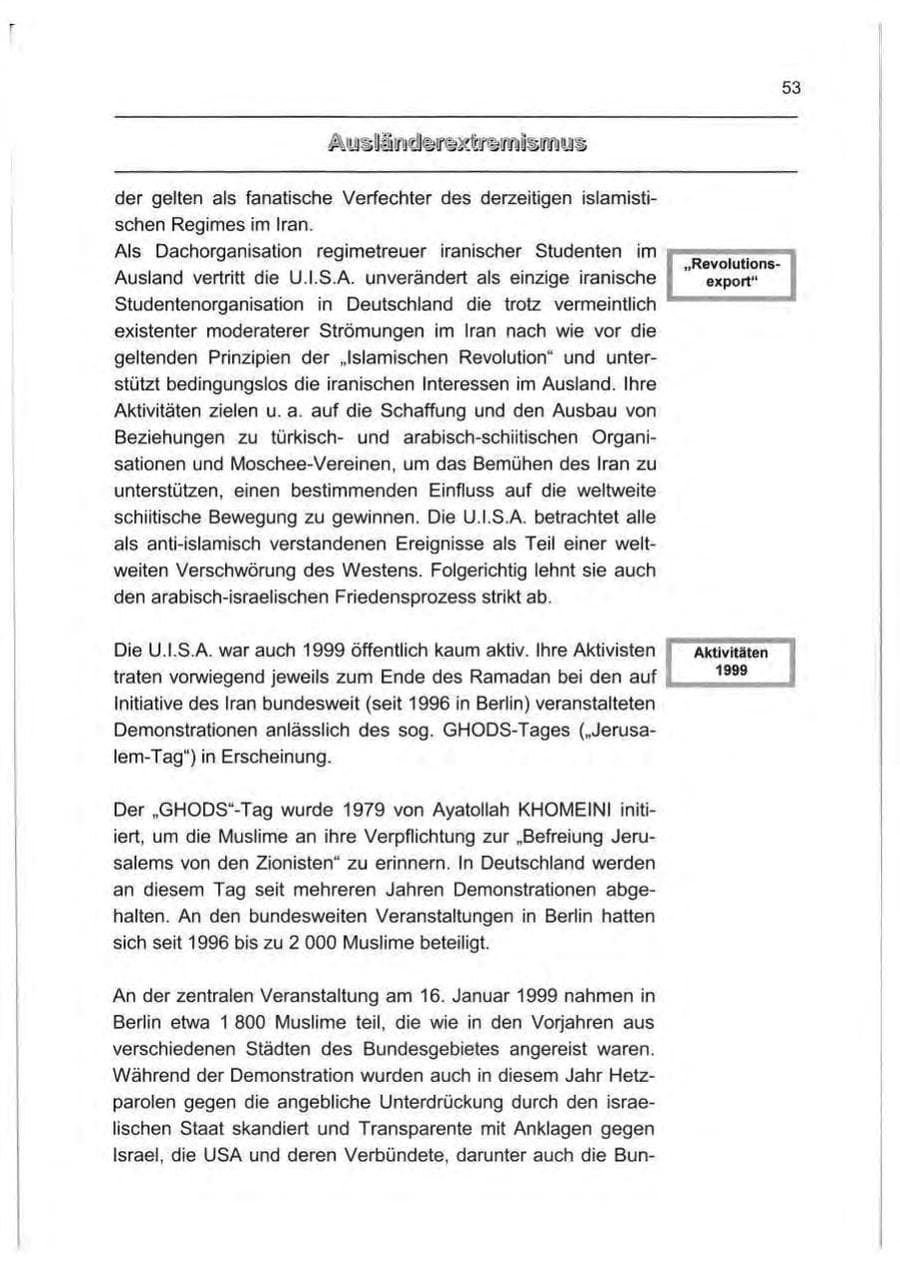 Seite 62 des Verfassungsschutzbericht 1999 Berlin