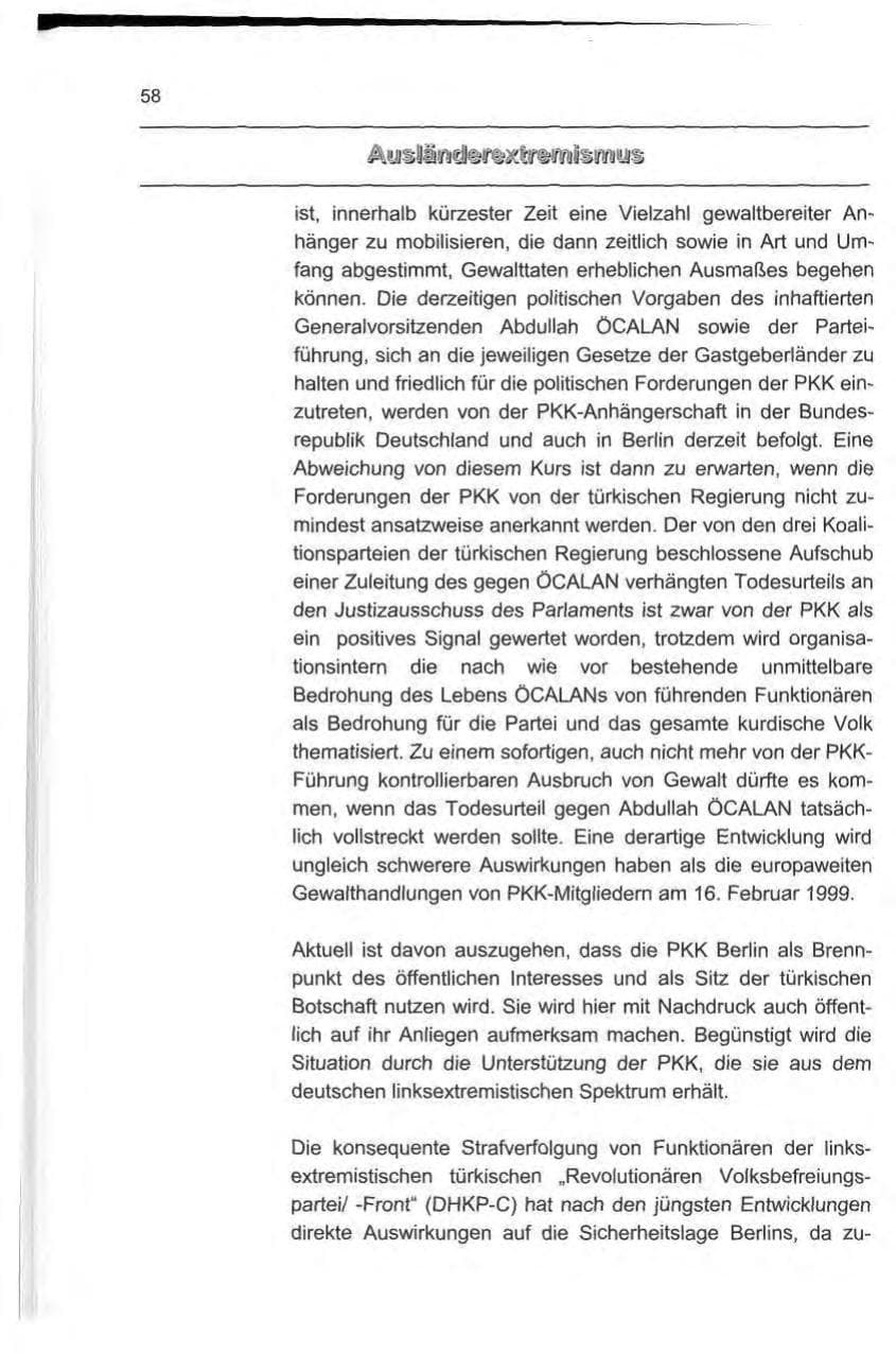 Seite 67 des Verfassungsschutzbericht 1999 Berlin
