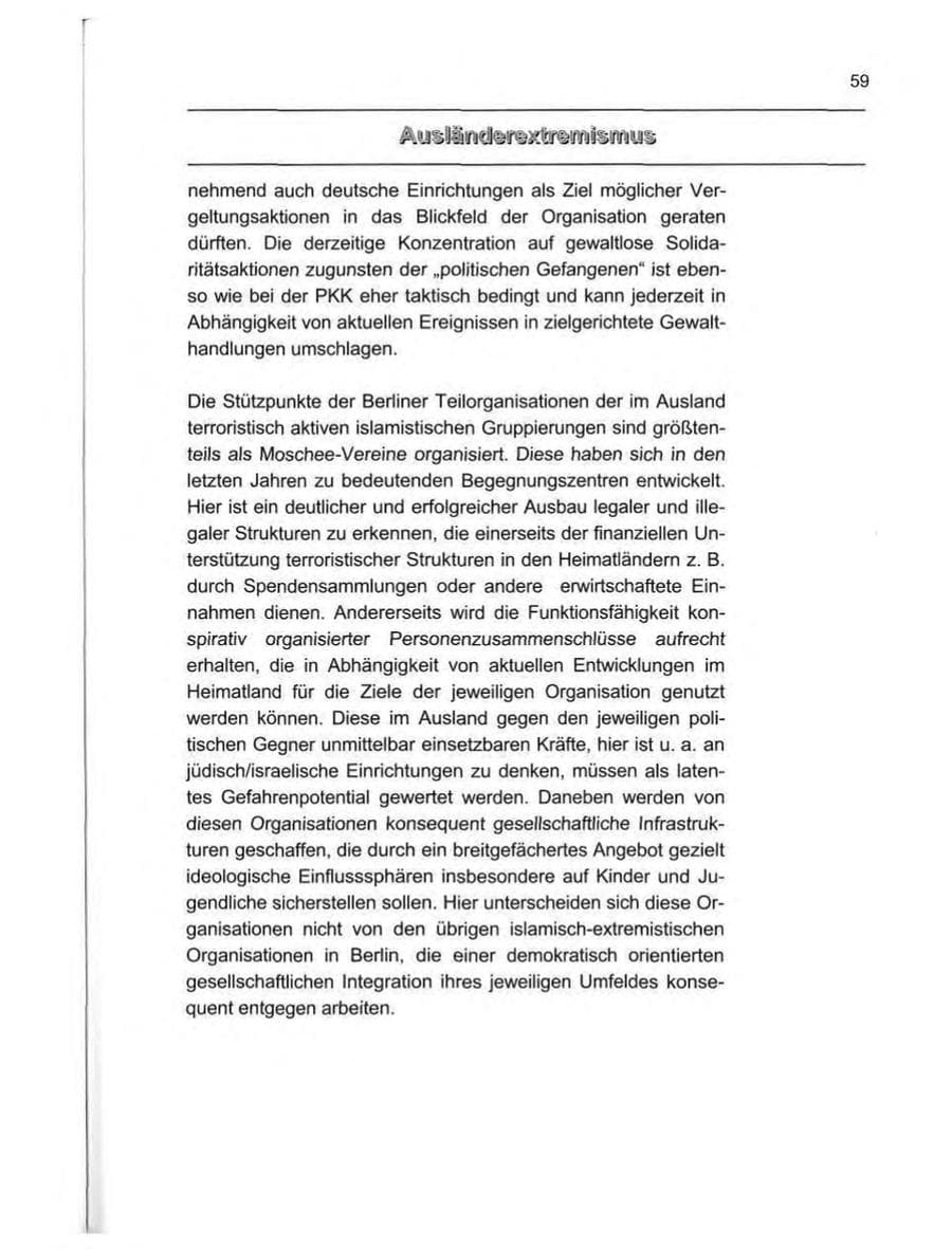 Seite 68 des Verfassungsschutzbericht 1999 Berlin