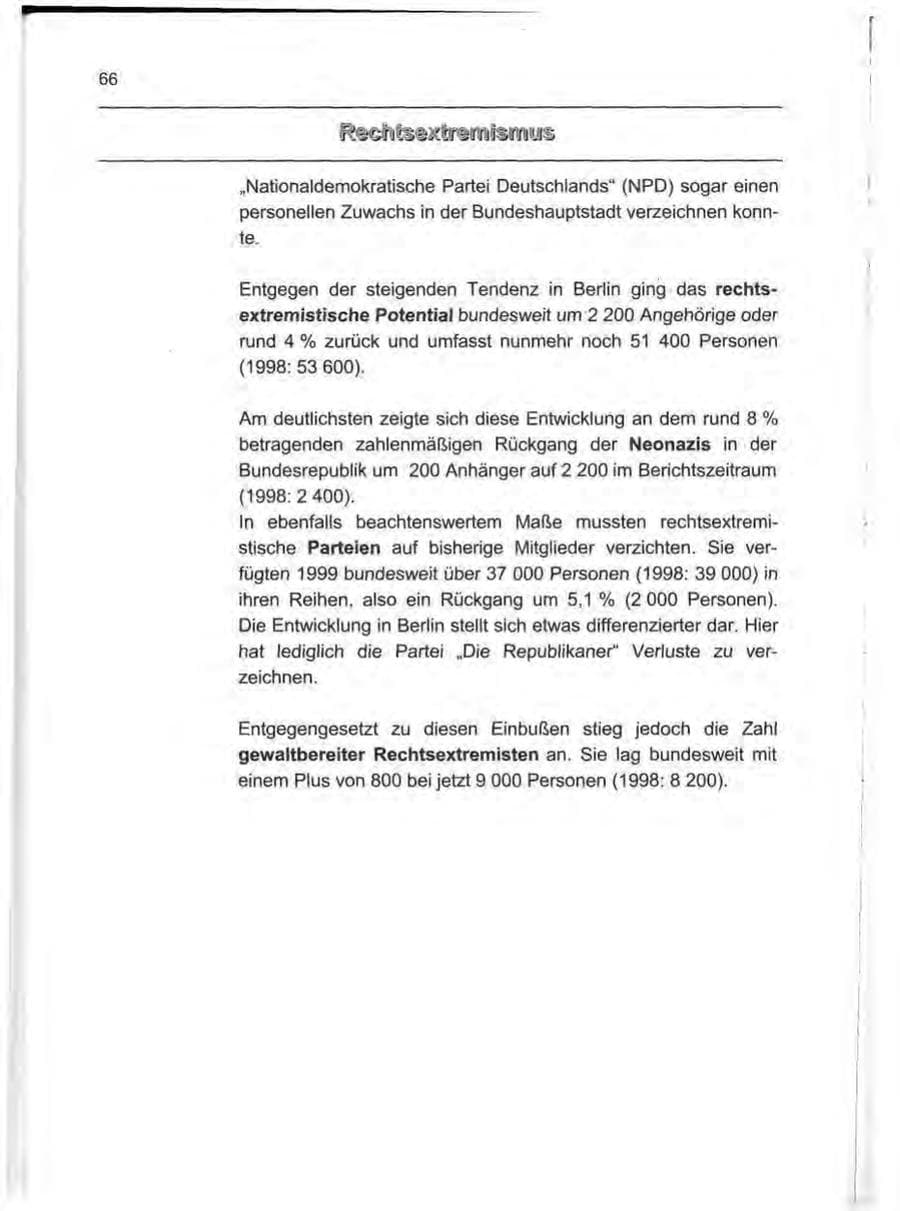 Seite 75 des Verfassungsschutzbericht 1999 Berlin
