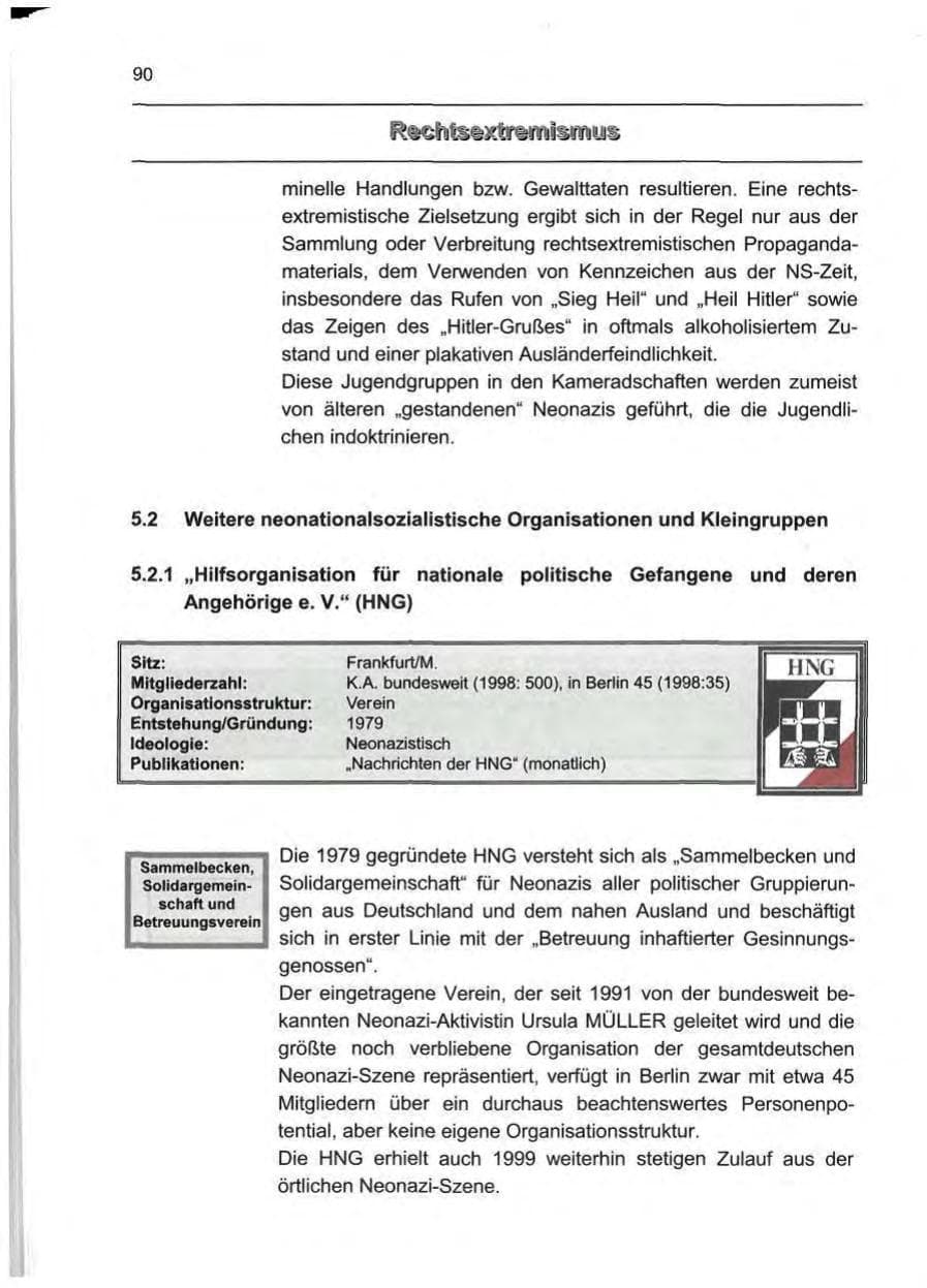 Seite 99 des Verfassungsschutzbericht 1999 Berlin