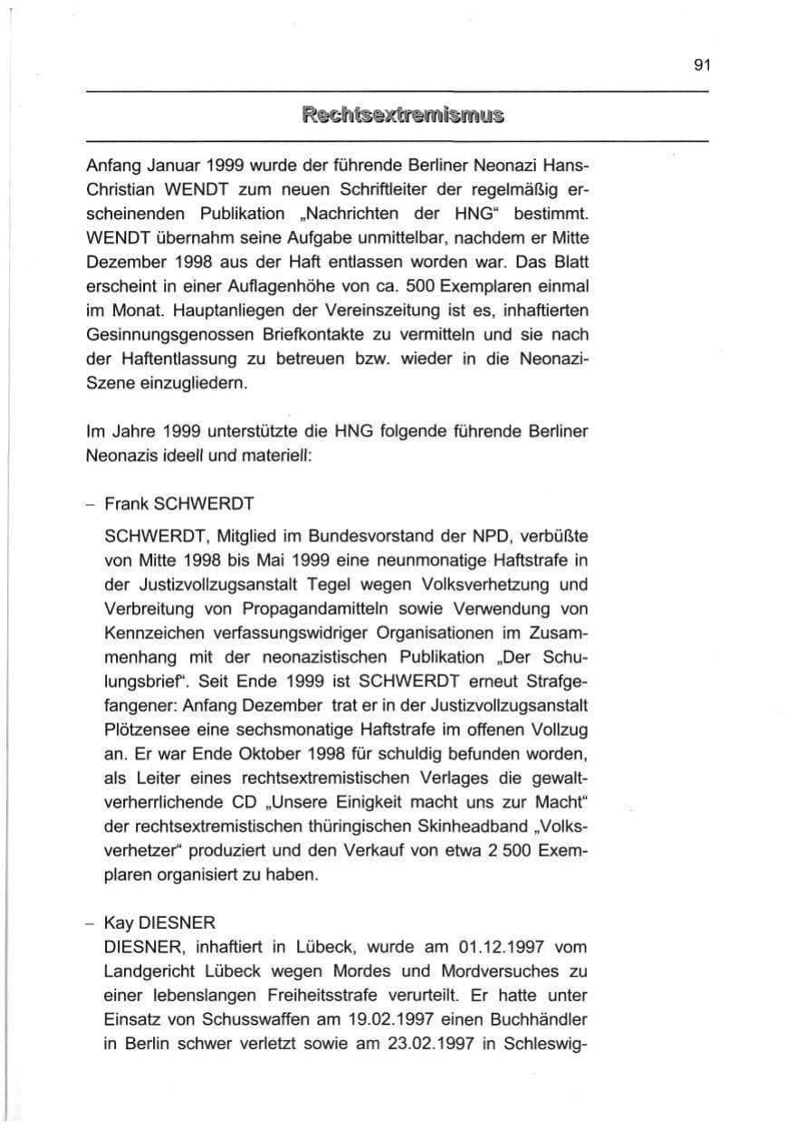 Seite 100 des Verfassungsschutzbericht 1999 Berlin