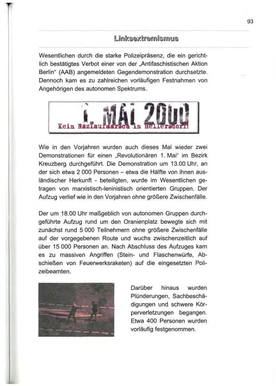 Seite 102 des Verfassungsschutzbericht 2000 Berlin