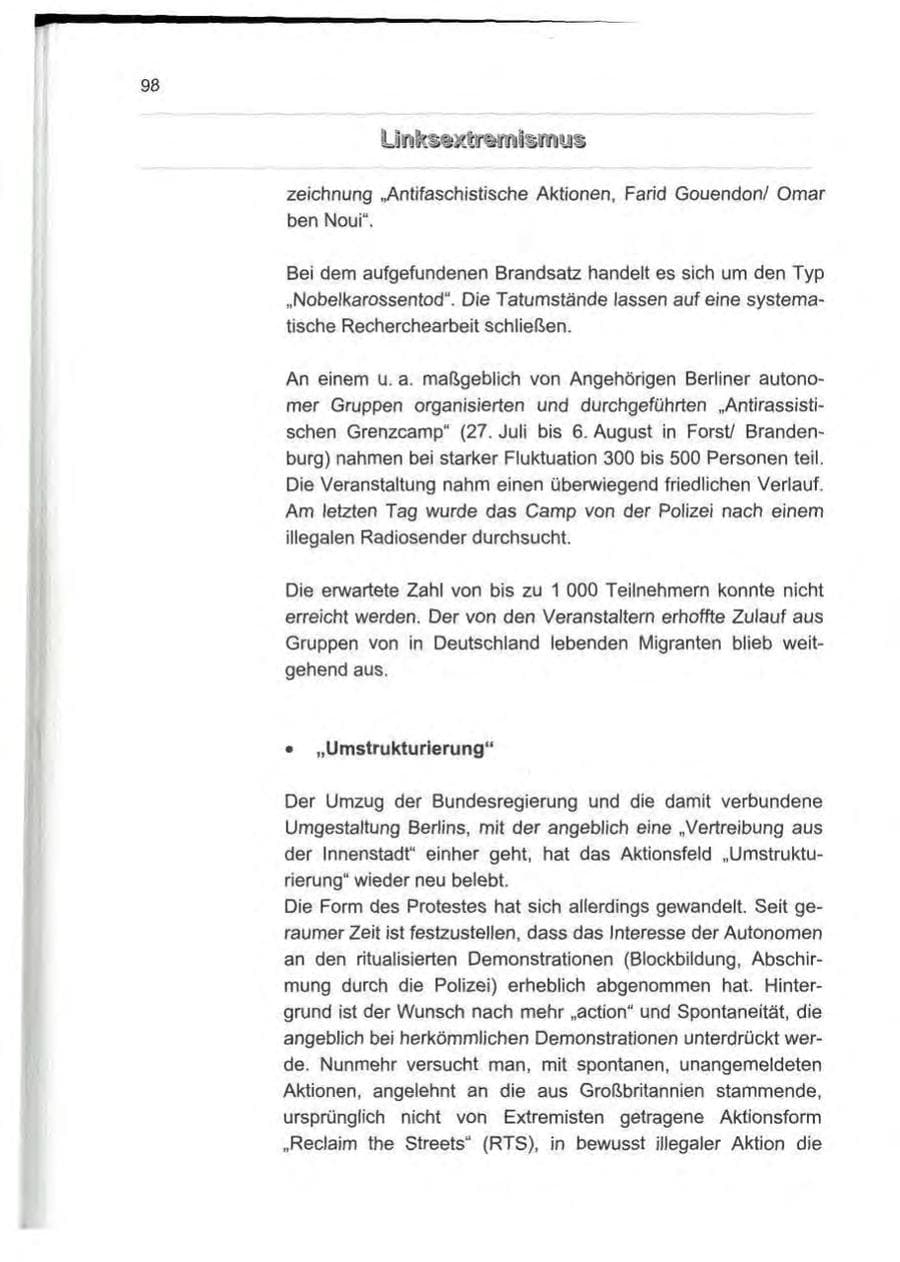 Seite 107 des Verfassungsschutzbericht 2000 Berlin