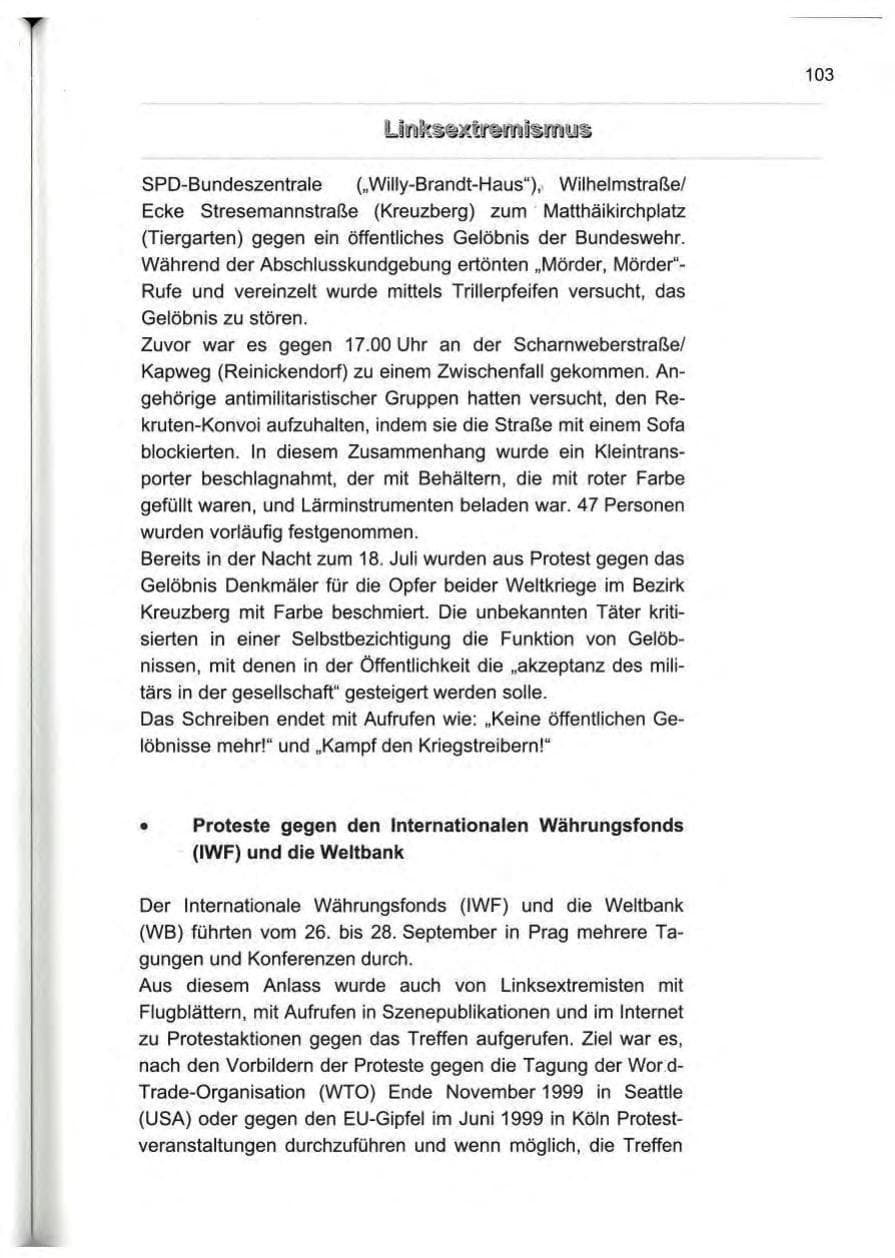 Seite 112 des Verfassungsschutzbericht 2000 Berlin