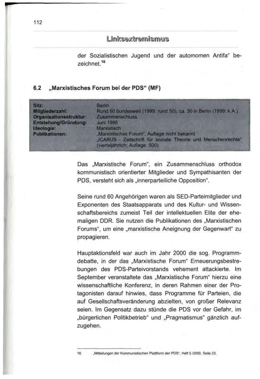 Seite 121 des Verfassungsschutzbericht 2000 Berlin